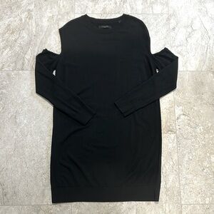 AllSaints Cold Shoulder Dress | Size L | Black Merino Wool | VGUC